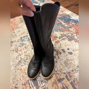 Ahnu Helena Tall Boots Women's Size 8.5 US Black Waterproof Leather